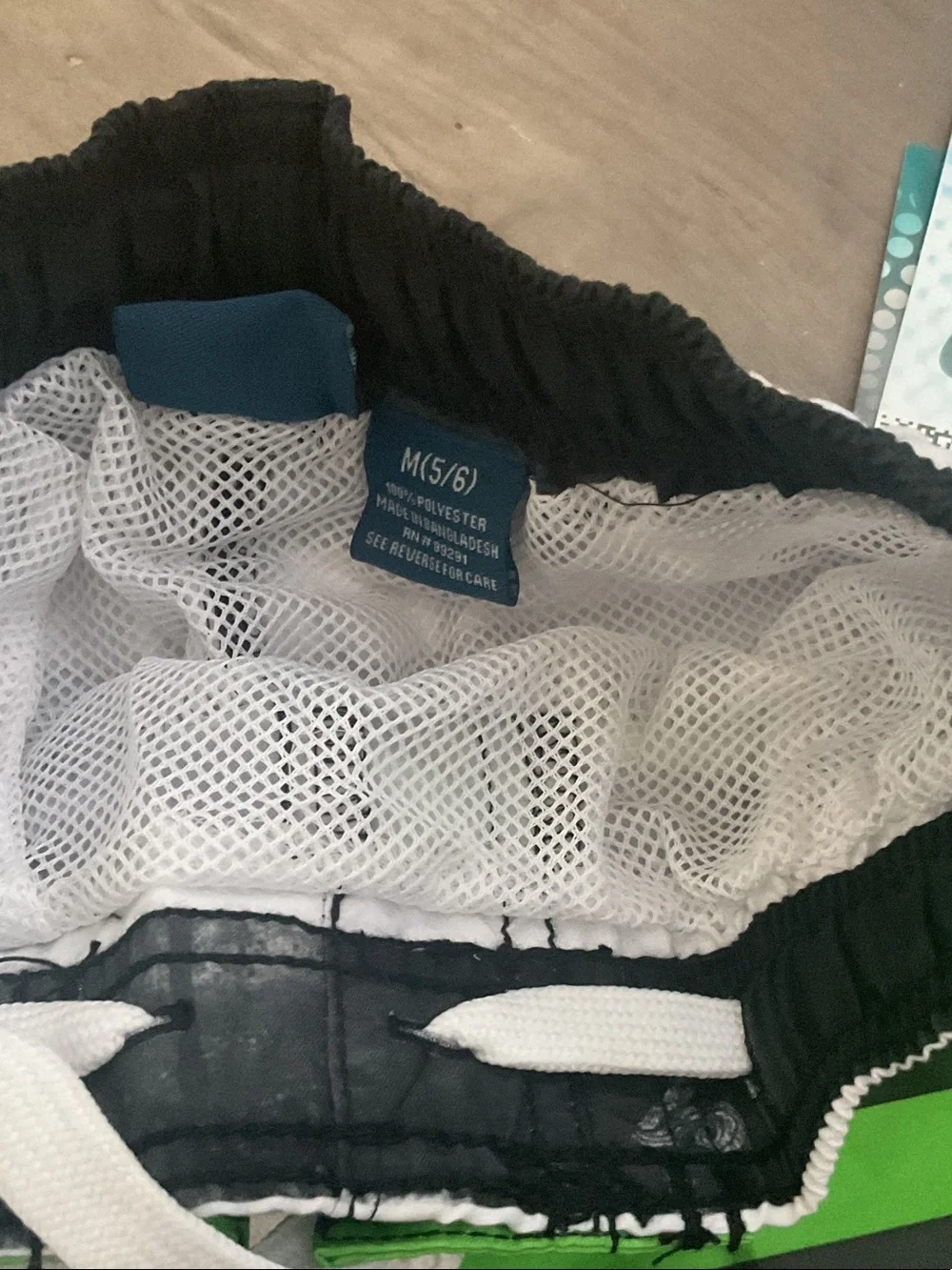 Kanu Surf Green Black White Striped Boys Swim Trunks